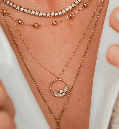 Circle Cluster Pendant Necklace