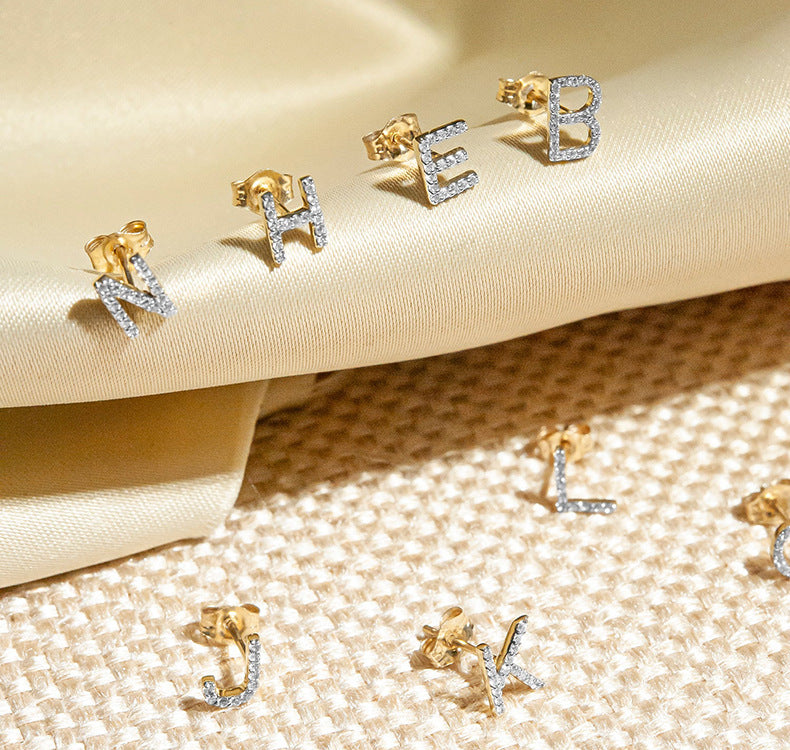 Alphabet Initial Stud Earrings