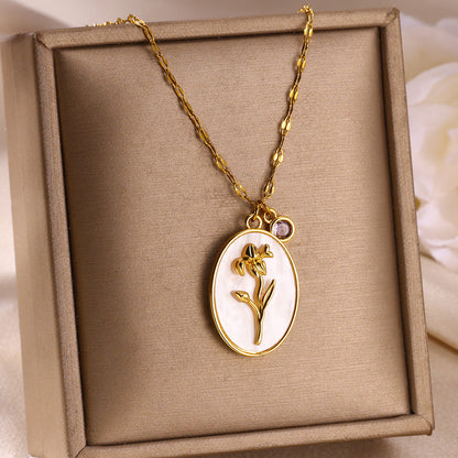 Birth Flower Pendant Necklace