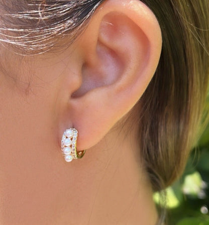 Pearl Shell Hoop Earrings