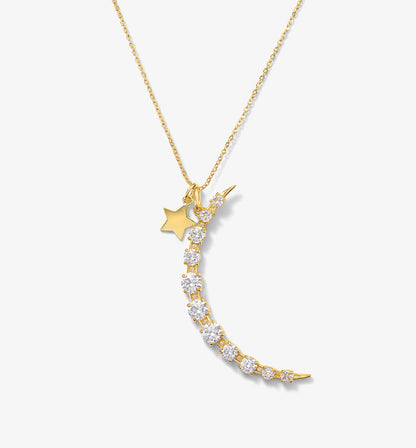 Moon and Star Pendant Necklace