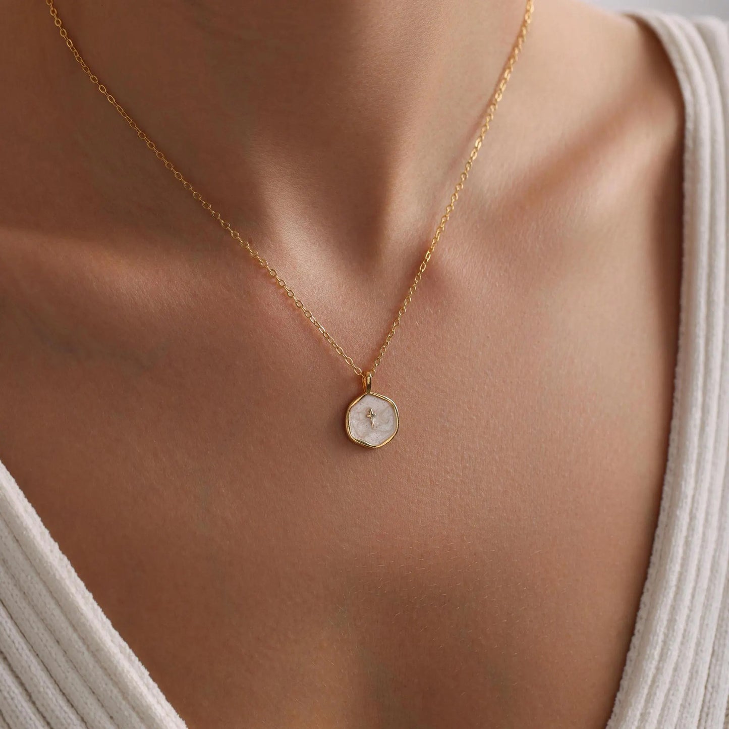 Enamel Drip Cross Necklace