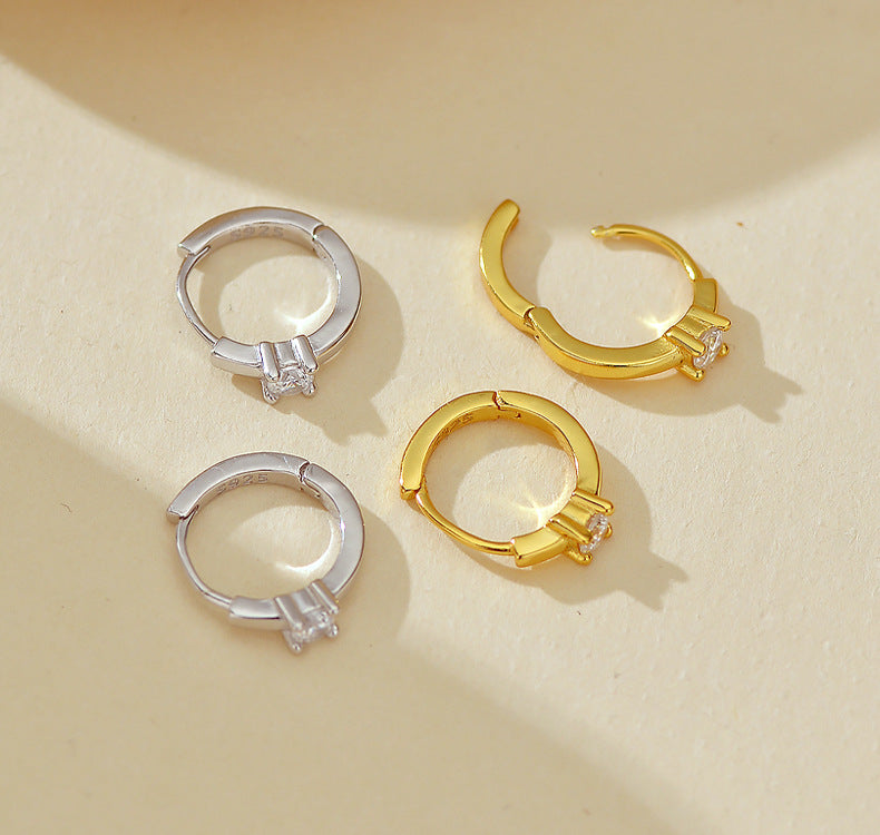 Solitaire Spark Hoop Earrings