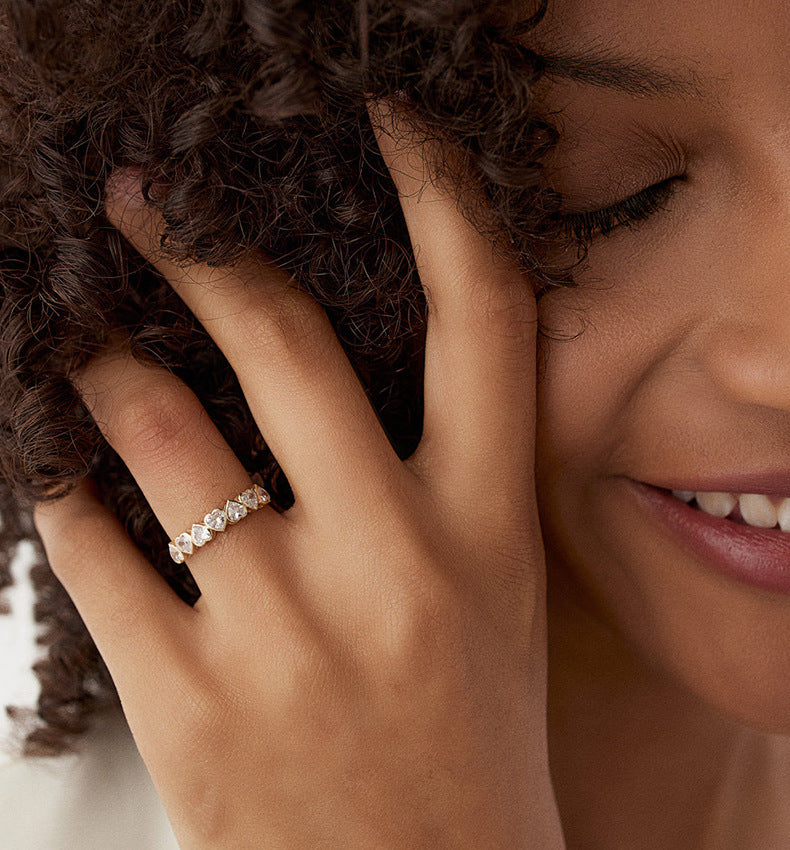 Half Eternity Heart Cut Ring