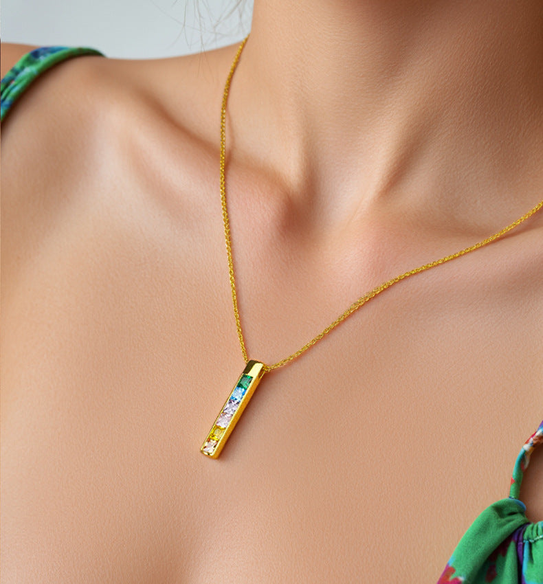 Rainbow Bar Pendant Necklace