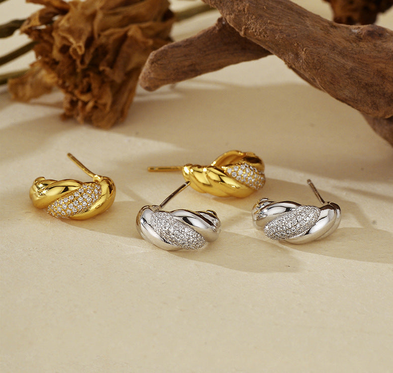 Twisted Sparkle Hoop Earrings