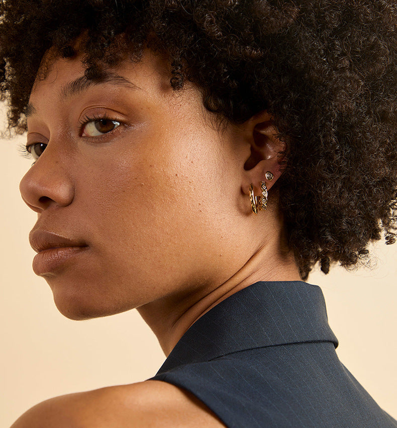 Pear Drop Bezel Hoop Earrings