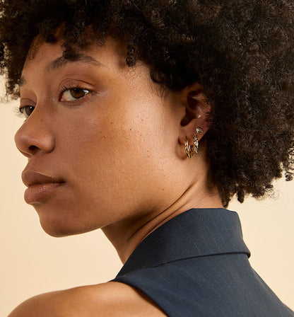 Pear Drop Bezel Hoop Earrings