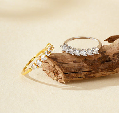 Half Eternity Heart Cut Ring