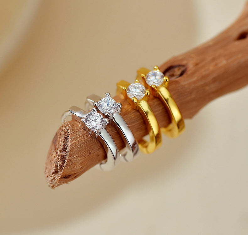 Solitaire Spark Hoop Earrings