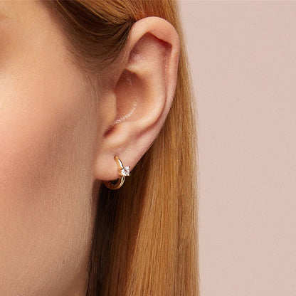 Solitaire Spark Hoop Earrings