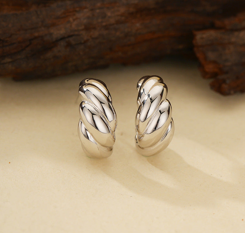 Textured Croissant Hoop Earrings