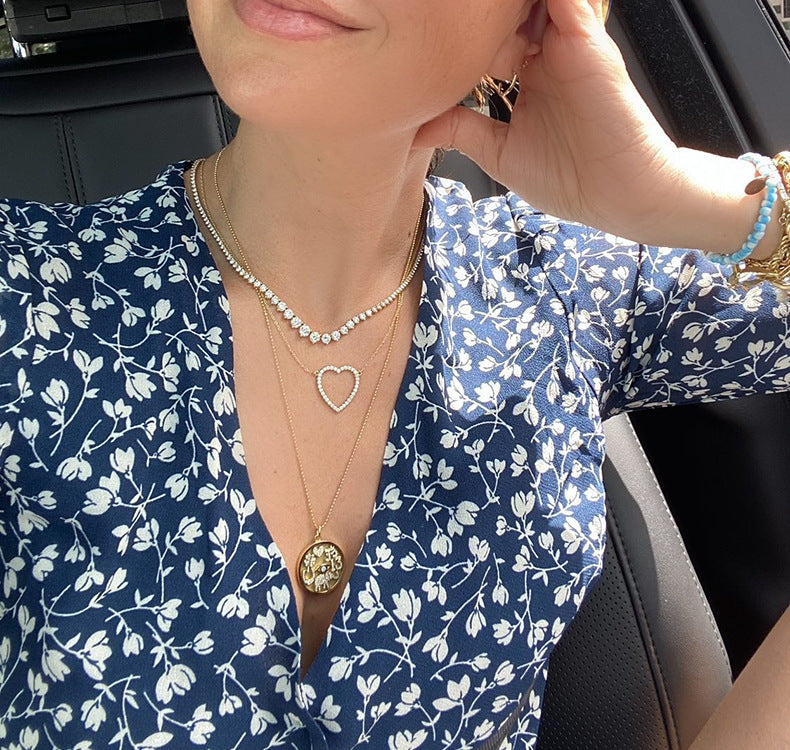 Open Heart Outline Necklace