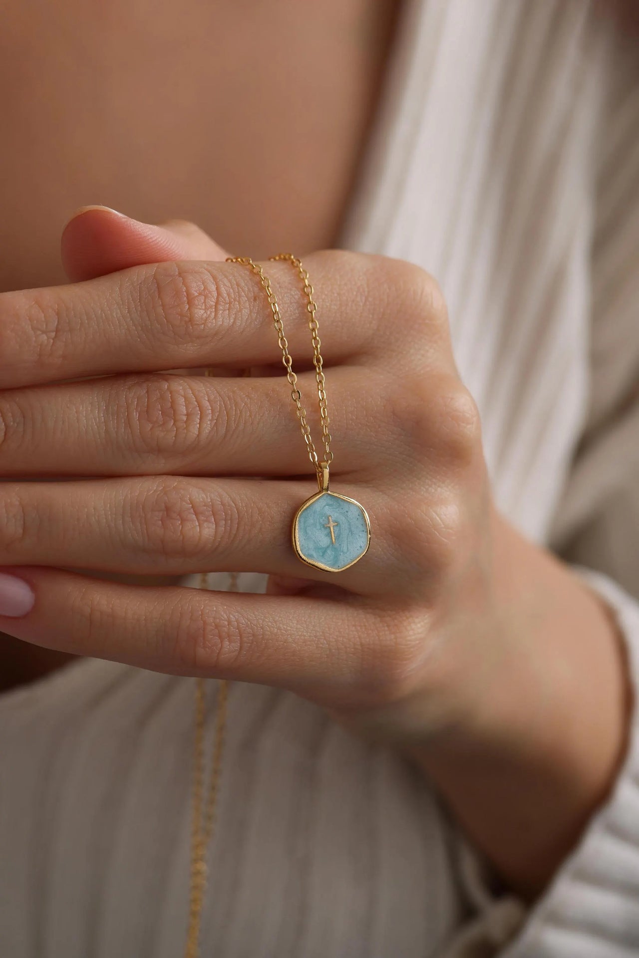 Enamel Drip Cross Necklace