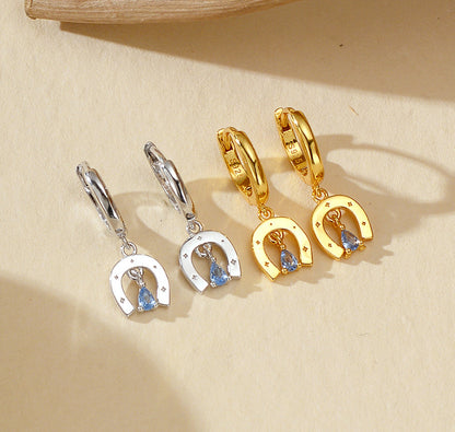 Horseshoe Charm Hoop Earrings