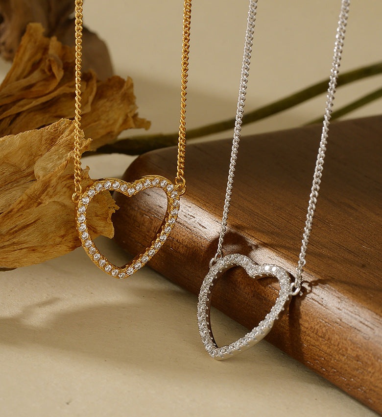 Open Heart Outline Necklace