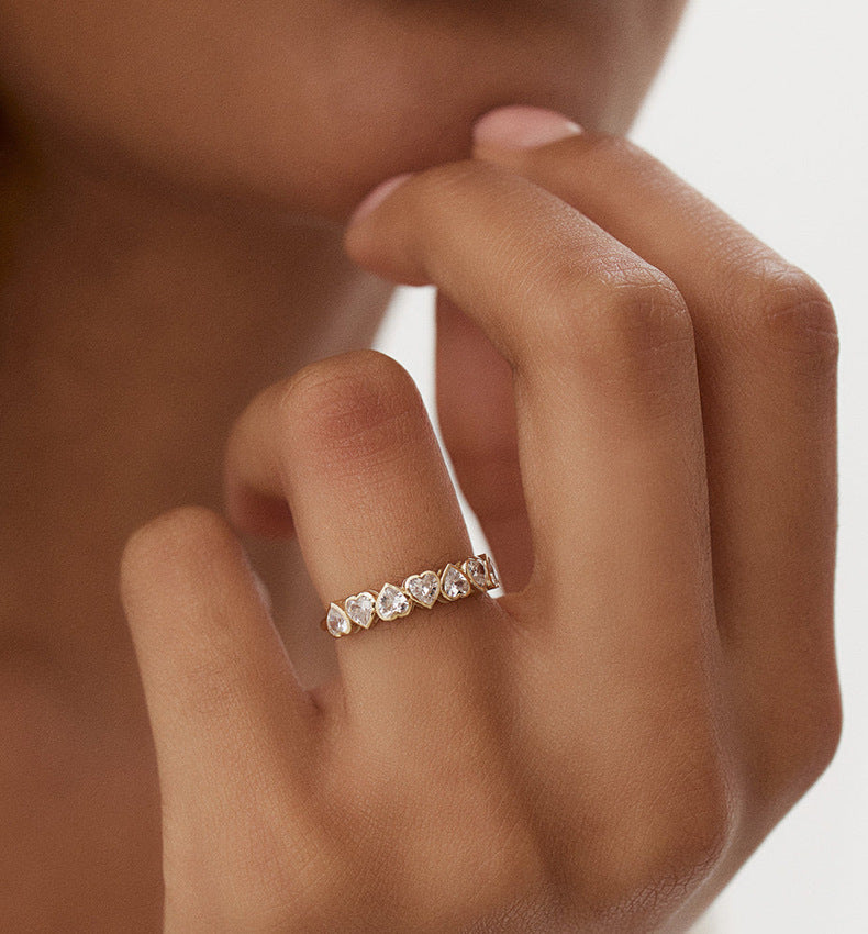 Horizontal Bezel Heart Shape Ring