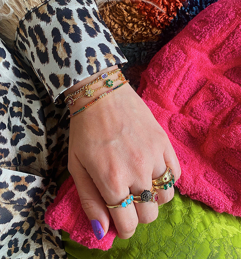 Colorful Flower Charm Bracelet