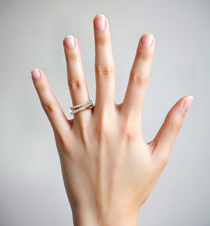 Triple Band Crossover Ring