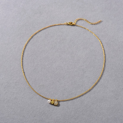 Water Drop Pearl Zircon Pendant Necklace