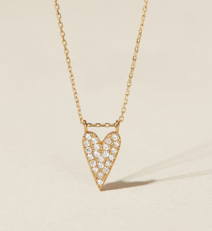 Full Heart Pendant Necklace Sparkling Clavicle Chain