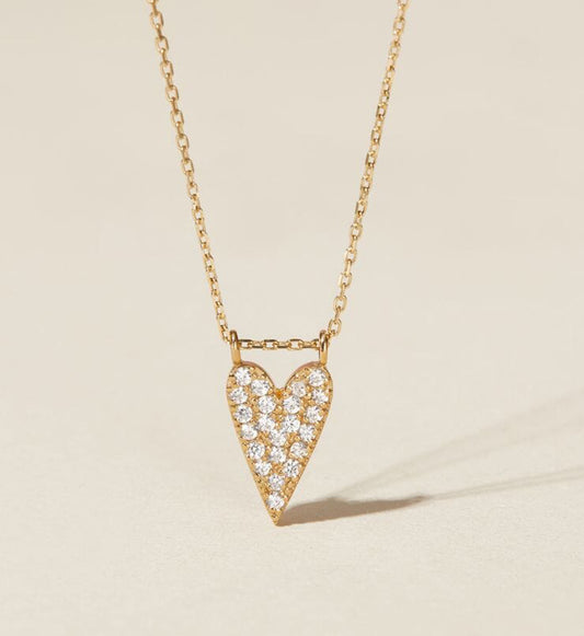 Full Heart Pendant Necklace Sparkling Clavicle Chain