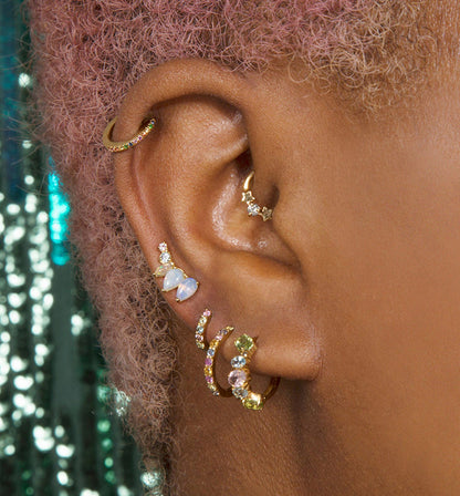 Rainbow Pavé Huggie Hoop Earrings