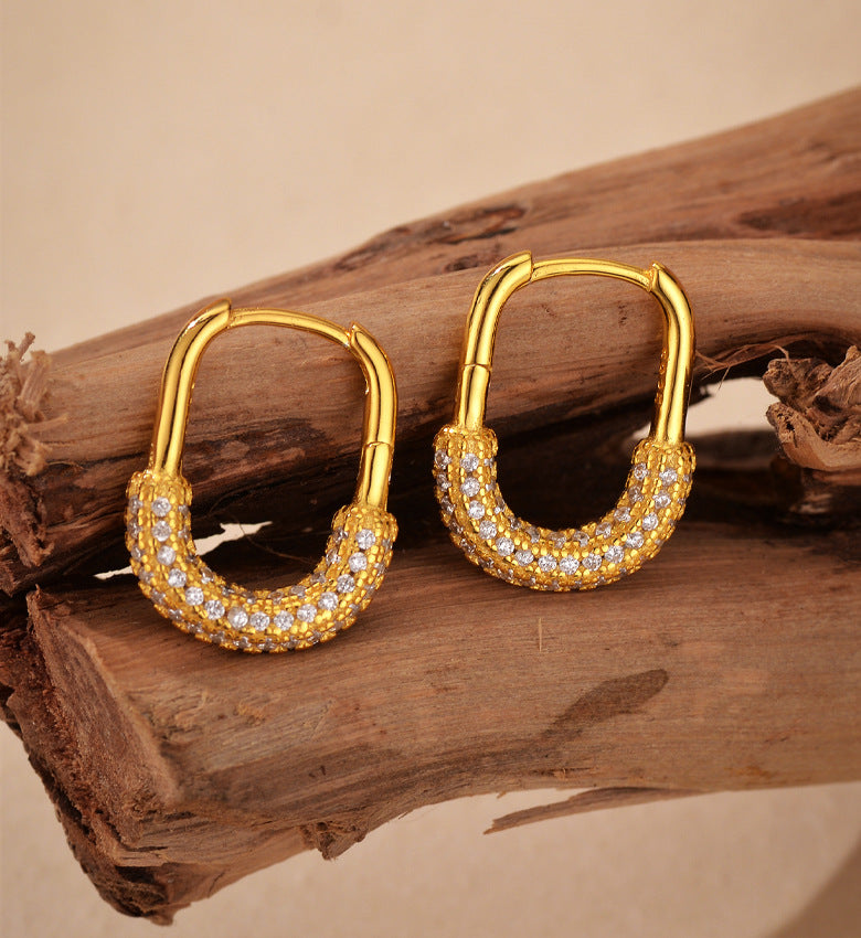 U-Shaped Pavé Hoop Earrings
