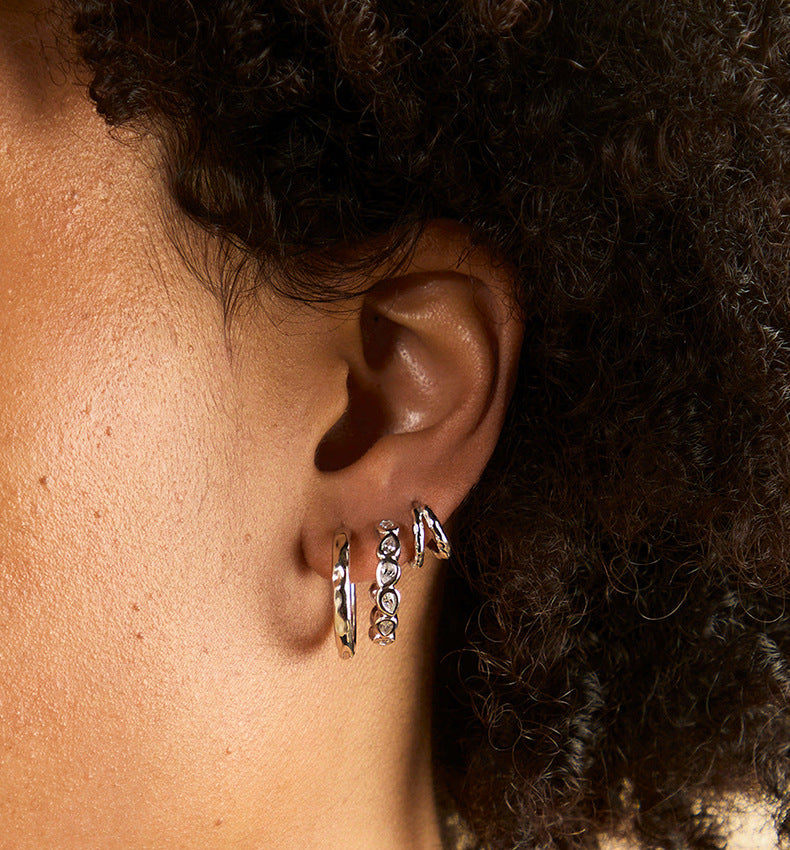 Pear Drop Bezel Hoop Earrings