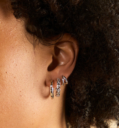 Pear Drop Bezel Hoop Earrings