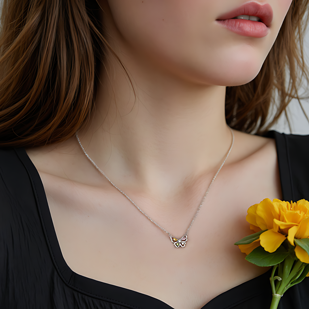 Colorful Butterfly Pendant Necklace