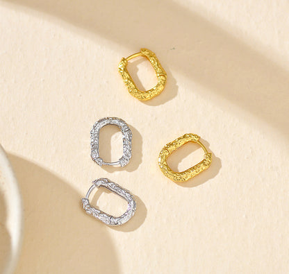 Hammered Oval Hoop Earrings