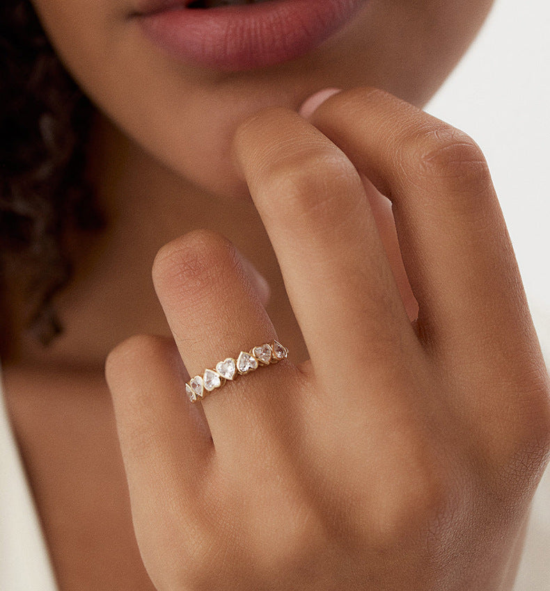 Half Eternity Heart Cut Ring