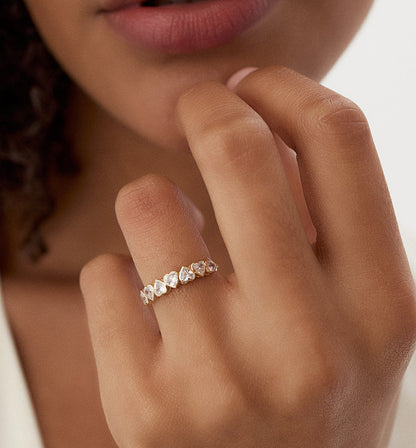 Half Eternity Heart Cut Ring