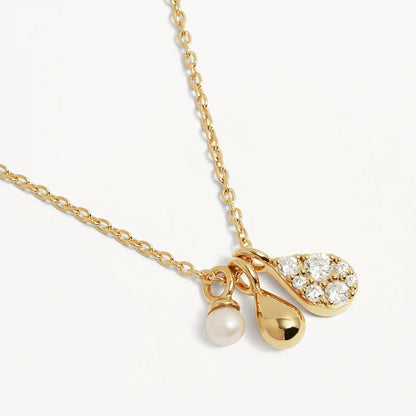 Water Drop Pearl Zircon Pendant Necklace