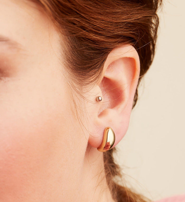 Water Drop Geometric Bean Earrings