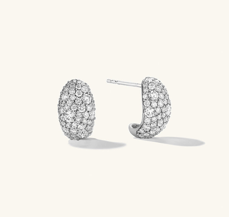 Dainty Pave Huggie Earrings