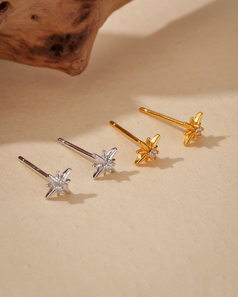 Eight-Pointed Star Stud Earrings