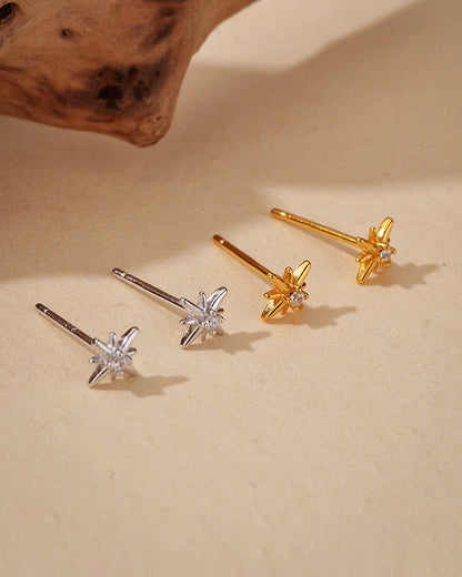 Eight-Pointed Star Stud Earrings