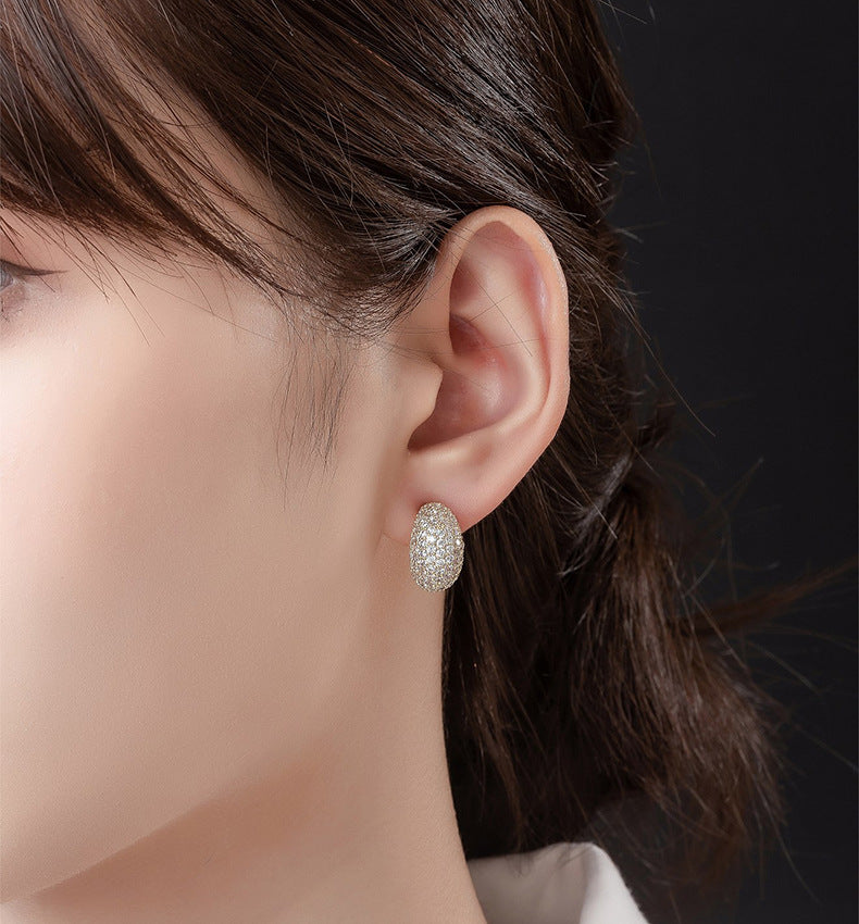 Dainty Pave Huggie Earrings