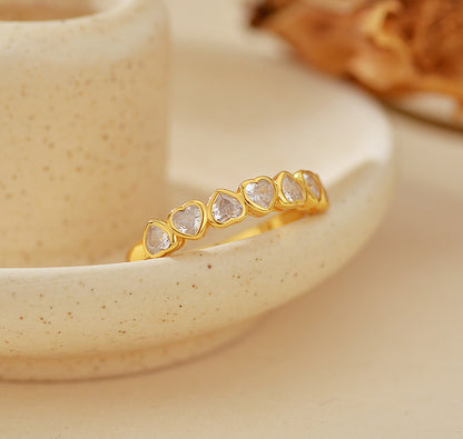 Half Eternity Heart Cut Ring