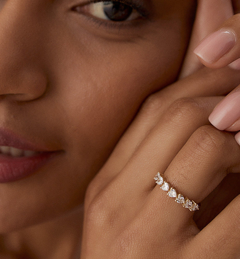 Half Eternity Heart Cut Ring