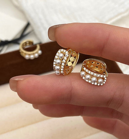 Pearl Shell Hoop Earrings