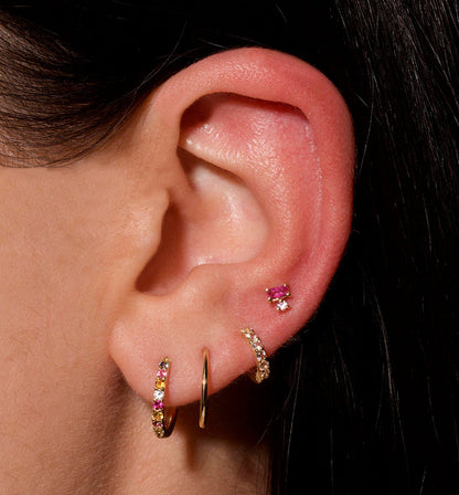 Rainbow Pavé Huggie Hoop Earrings