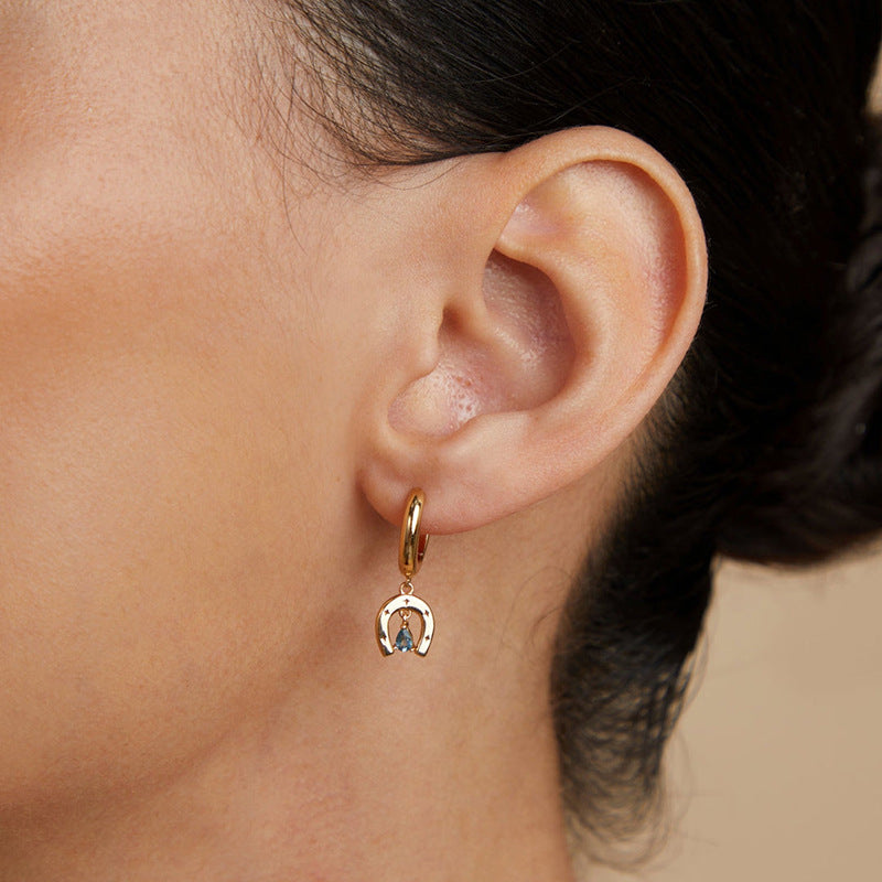 Horseshoe Charm Hoop Earrings
