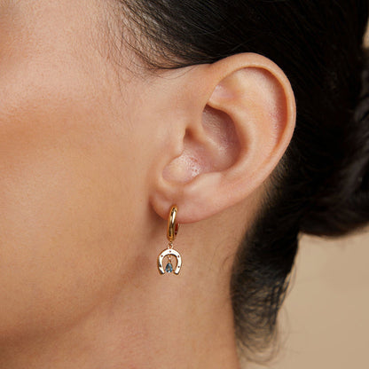 Horseshoe Charm Hoop Earrings