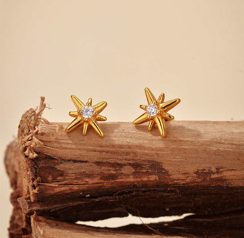 Eight-Pointed Star Stud Earrings