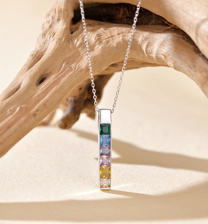 Rainbow Bar Pendant Necklace