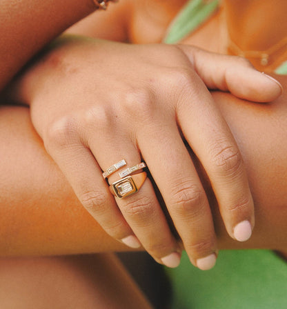 Baguette Wrap Bypass Ring