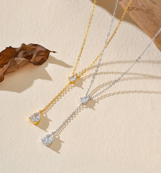 Water Drop Y Necklace with Tassel Detail